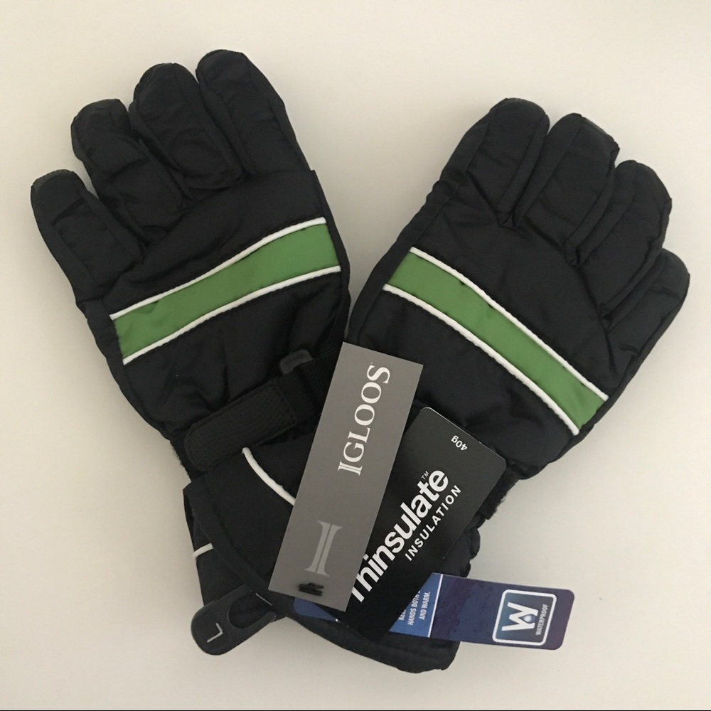New Igloos Thinsulate fleece lined gloves black YL
